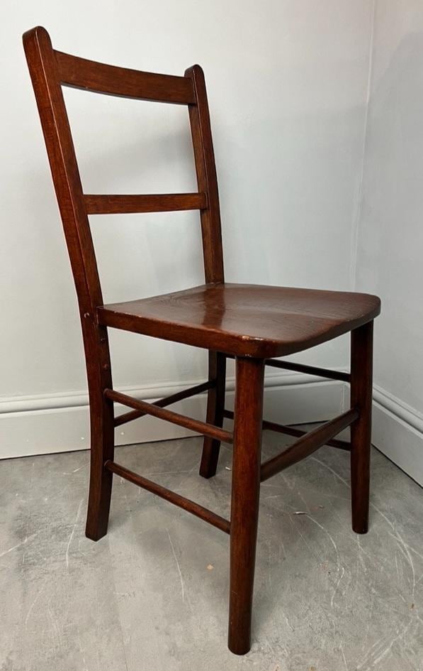 Vintage Solid Wood Ladder Back Dining Chair – Rustic Farmhouse Kitchen Seating
