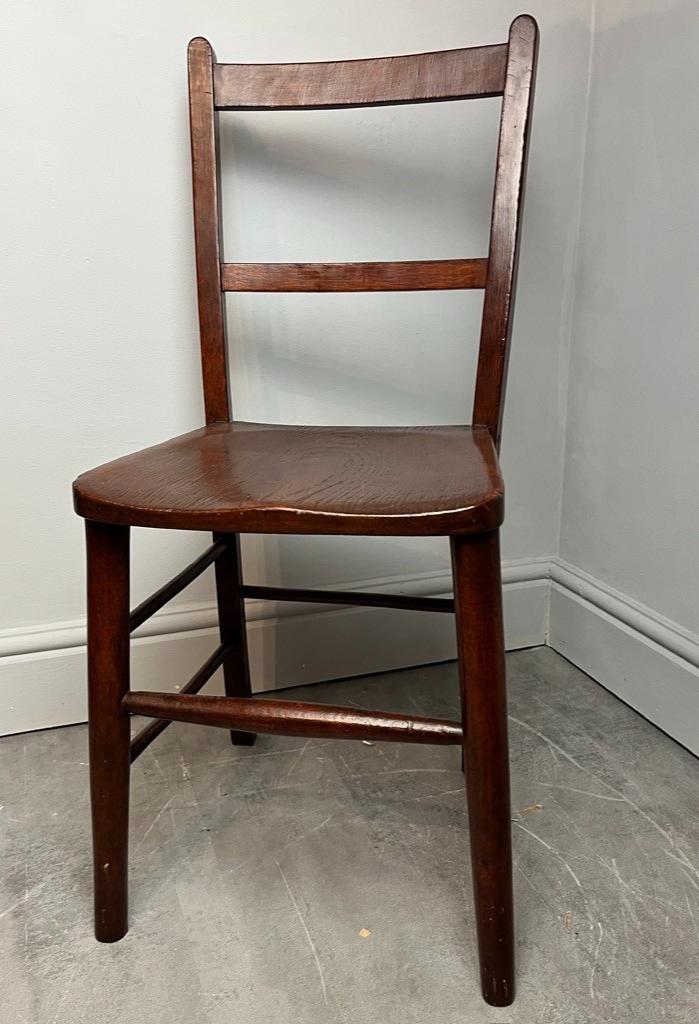 Vintage Solid Wood Ladder Back Dining Chair – Rustic Farmhouse Kitchen Seating