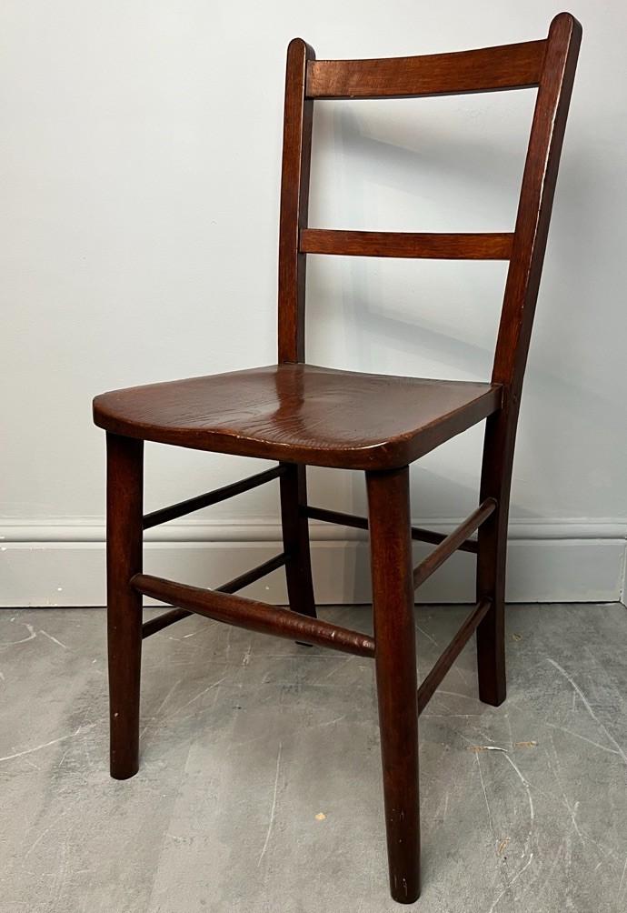 Vintage Solid Wood Ladder Back Dining Chair – Rustic Farmhouse Kitchen Seating