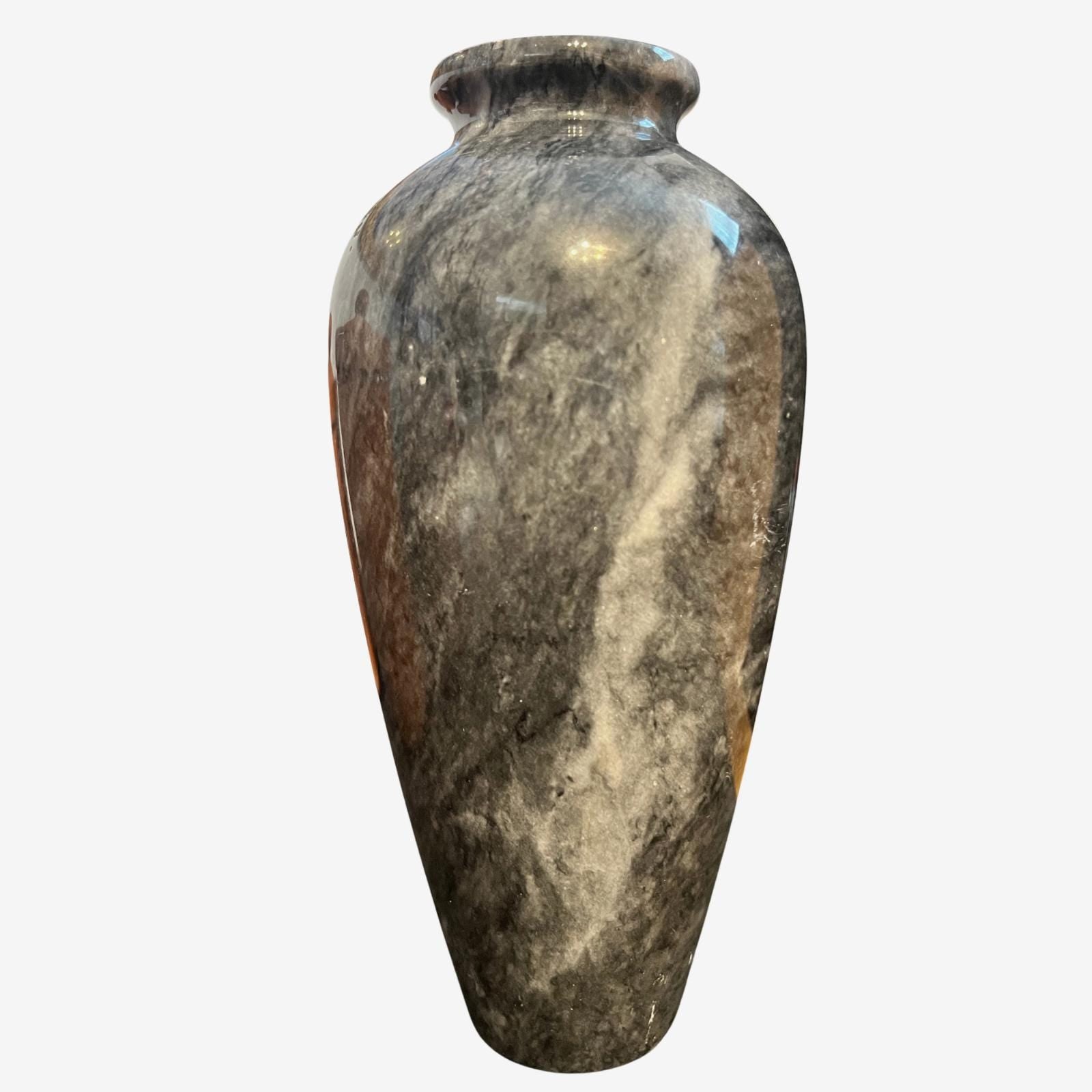 Vintage Marble Effect Stone Vase 19cm Grey Black Swirl Decorative Bud Vase