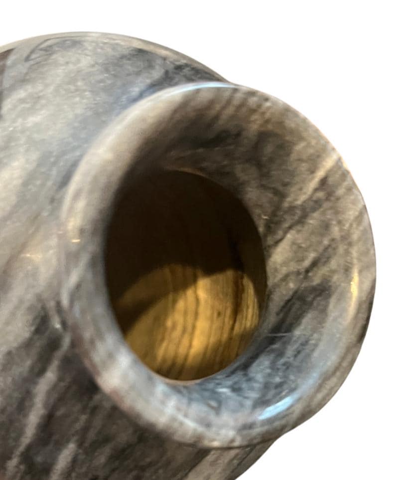 Vintage Marble Effect Stone Vase 19cm Grey Black Swirl Decorative Bud Vase