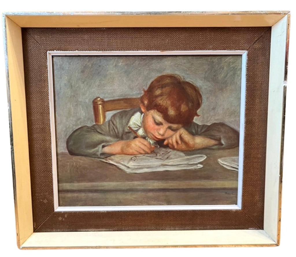 Vintage Jean Renoir Drawing Art Print, Mid-Century Framed Wall Art
