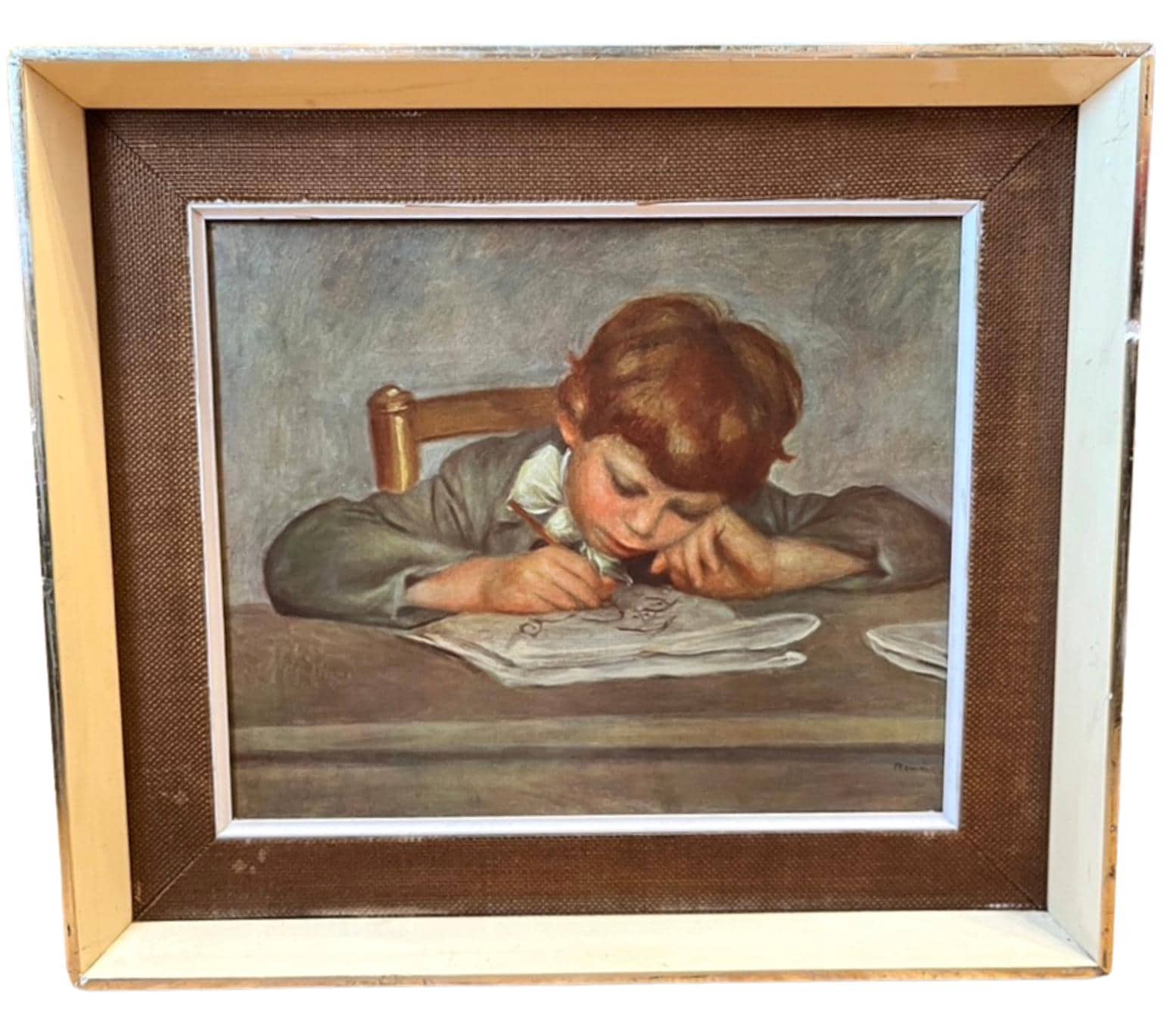 Vintage Jean Renoir Drawing Art Print, Mid-Century Framed Wall Art