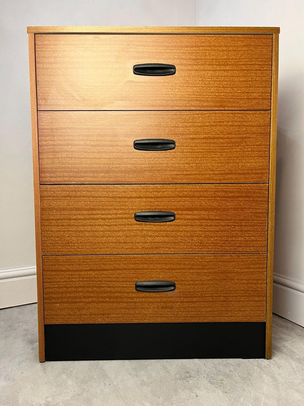 Vintage 4 Drawer Chest of Drawers by Homeworthy Mid Century Teak Effect 88cm