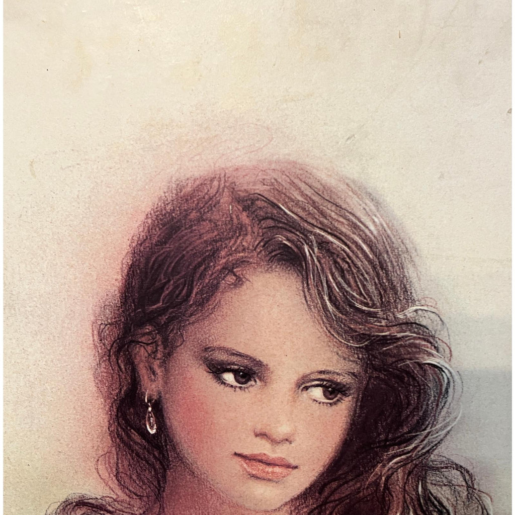 Vintage Nude Female Portrait Print On Board Erotic Wall Art Large 70cm Retro Figurative Art