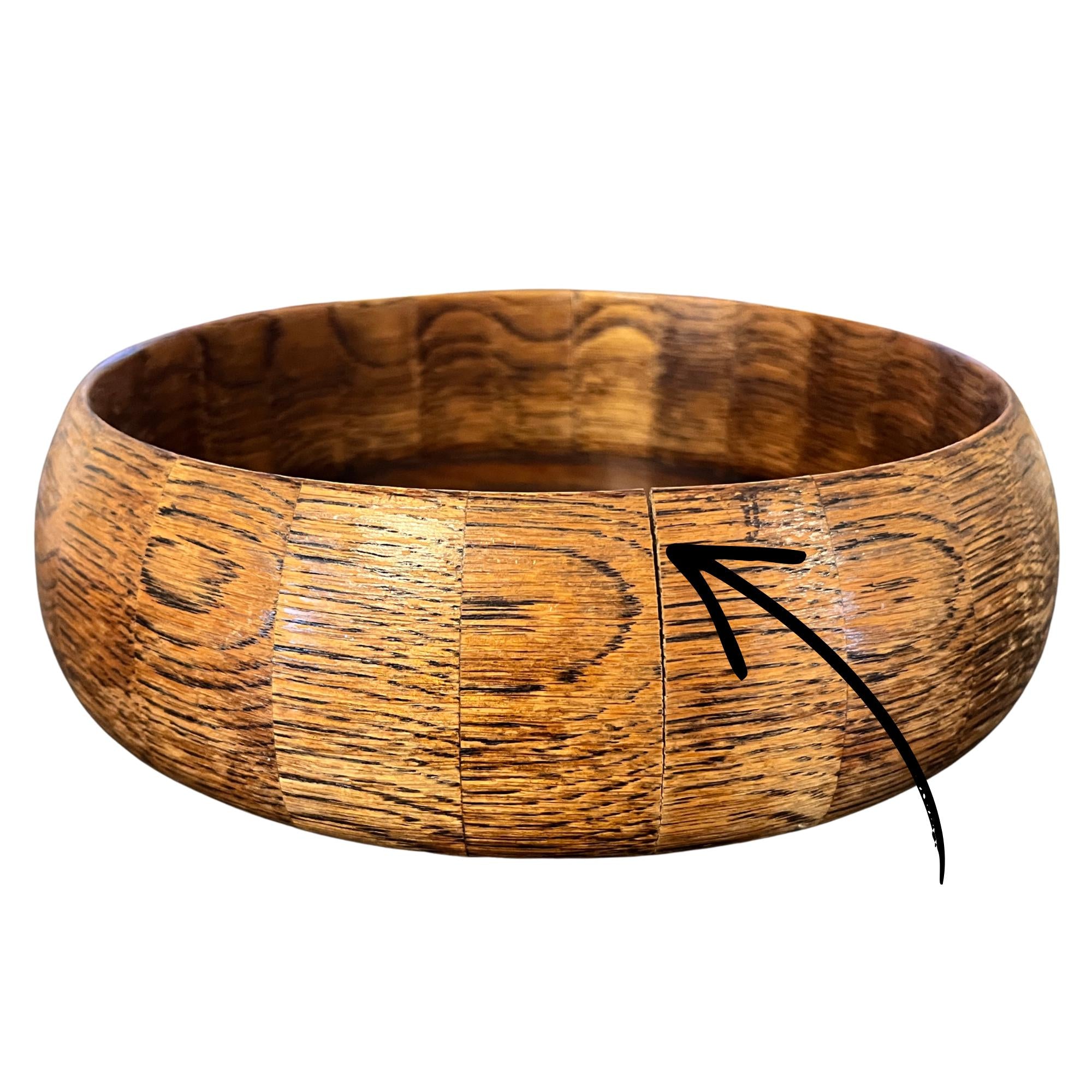 Vintage English Oak Wood Bowl | Handmade Rustic Farmhouse Centrepiece | Ryecraft Woodware