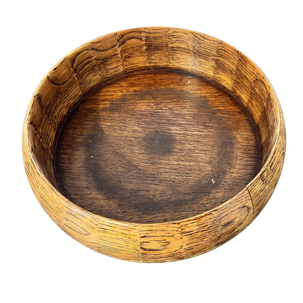 Vintage English Oak Wood Bowl | Handmade Rustic Farmhouse Centrepiece | Ryecraft Woodware