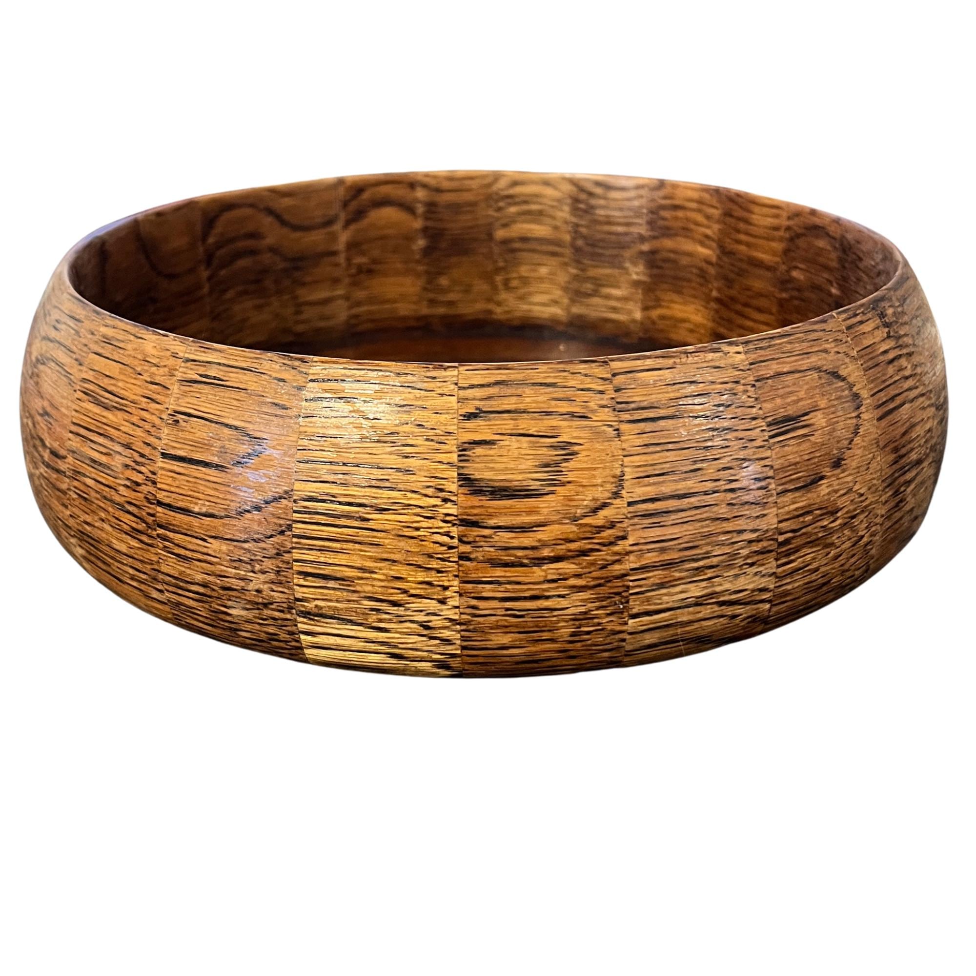 Vintage English Oak Wood Bowl | Handmade Rustic Farmhouse Centrepiece | Ryecraft Woodware