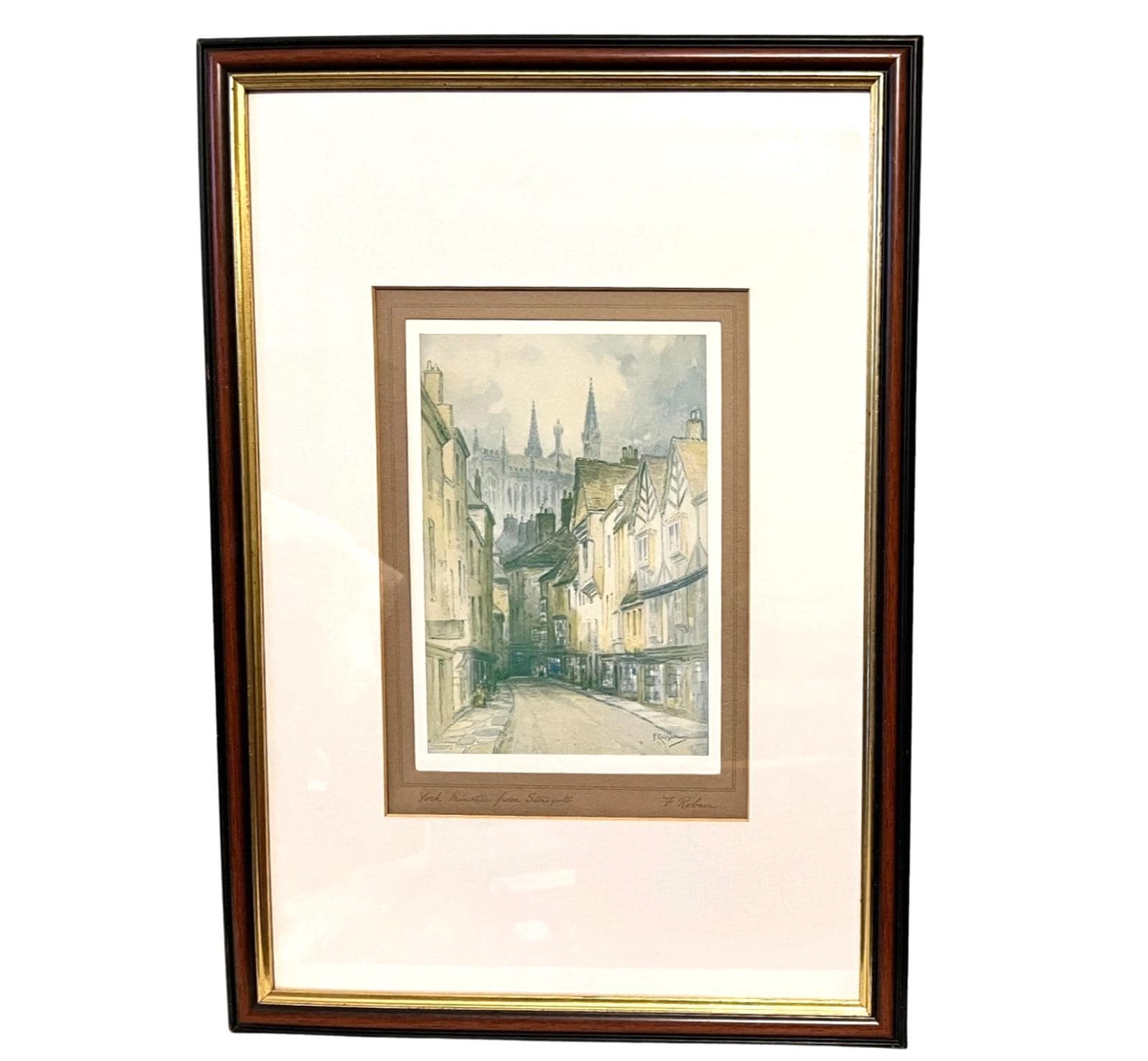 Set of 5 Framed Vintage Prints by F. Robson Barnet Signed by Artist