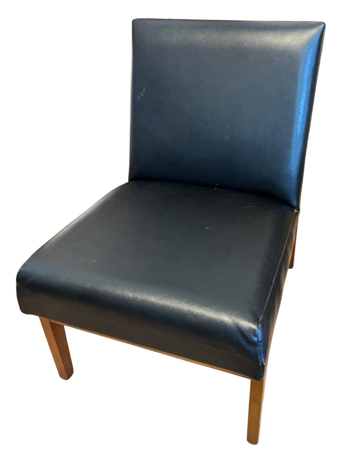 Vintage Mid Century Slipper Chair Black Vinyl Faux Leather Bedroom Lounge Accent Chair
