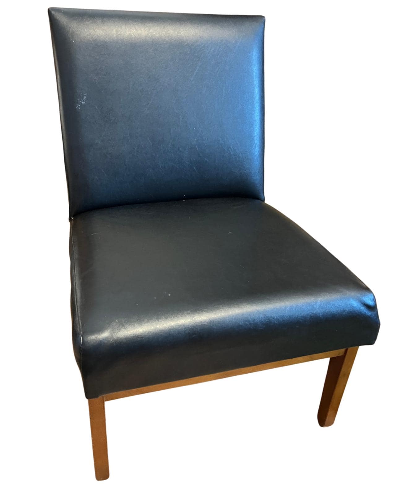 Vintage Mid Century Slipper Chair Black Vinyl Faux Leather Bedroom Lounge Accent Chair