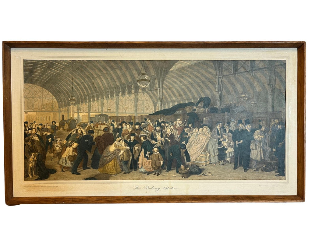 Vintage 1965 The Railway Station Print W.P. Frith Framed Railway Interest