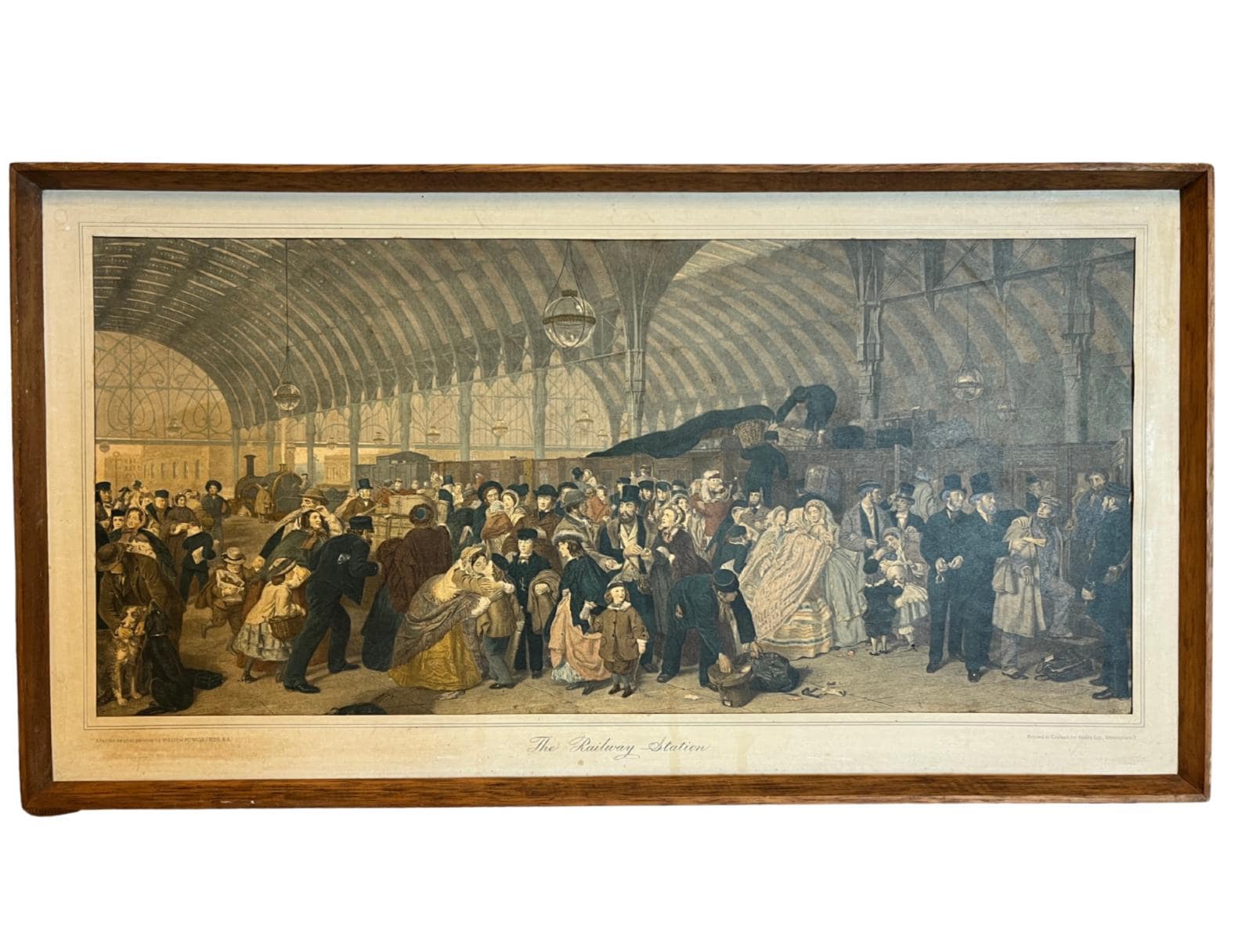 Vintage 1965 The Railway Station Print W.P. Frith Framed Railway Interest