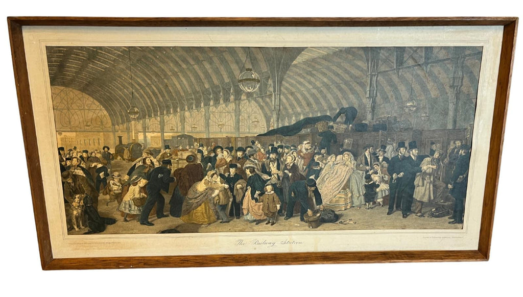 Vintage 1965 The Railway Station Print W.P. Frith Framed Railway Interest