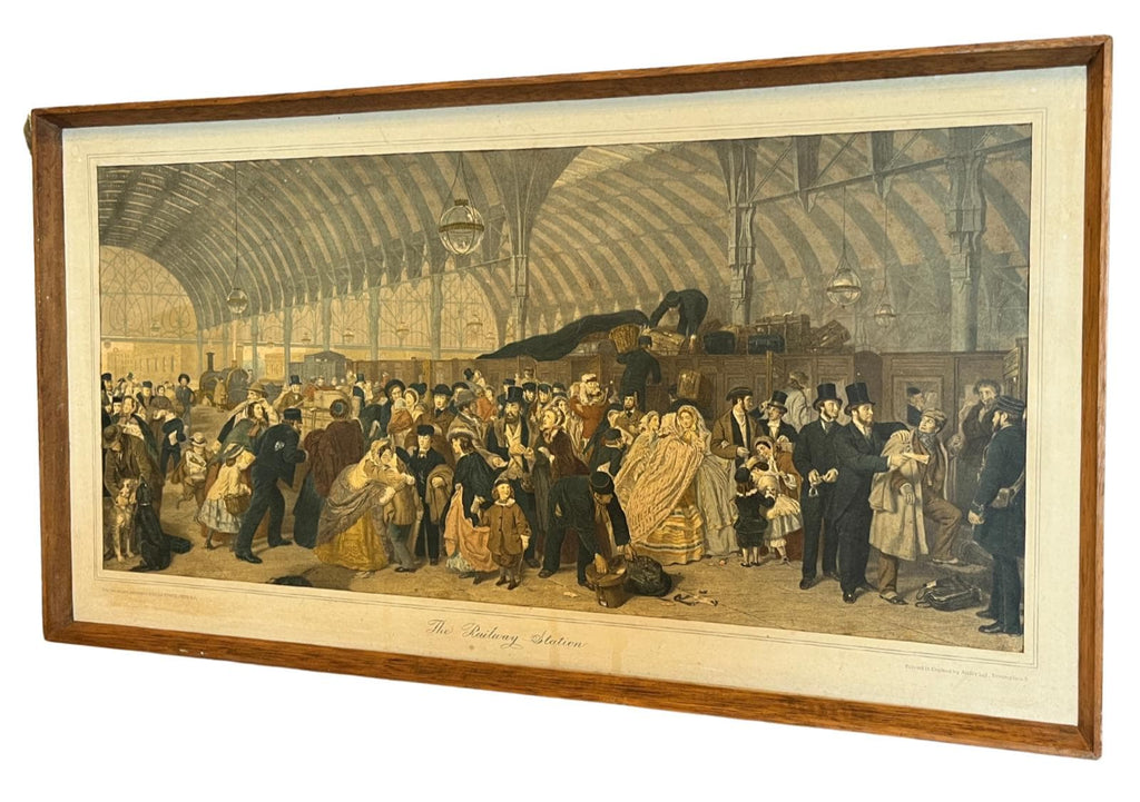 Vintage 1965 The Railway Station Print W.P. Frith Framed Railway Interest