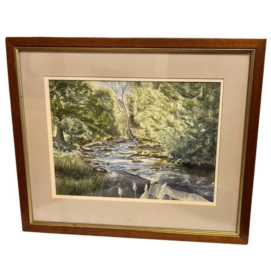 Fred Burningham Lakeland Stream Watercolour Painting Signed Framed Artwork
