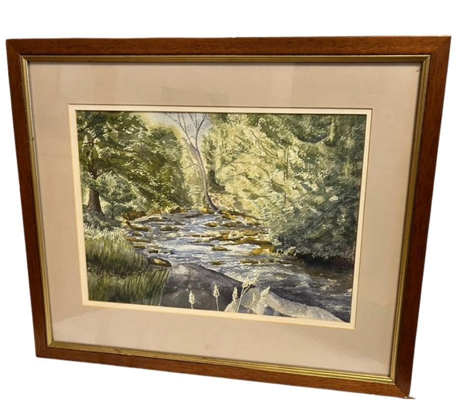Fred Burningham Lakeland Stream Watercolour Painting Signed Framed Artwork