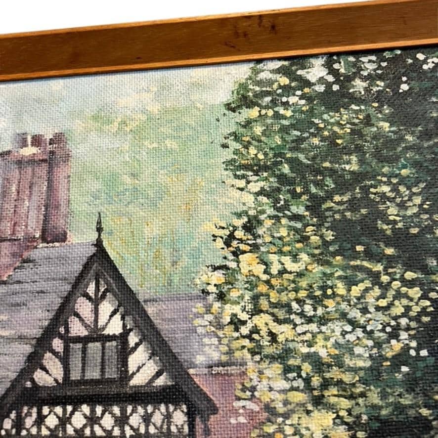 Ian Locke Original Oil Painting Tudor House Riverside Scene Signed Dated 1964