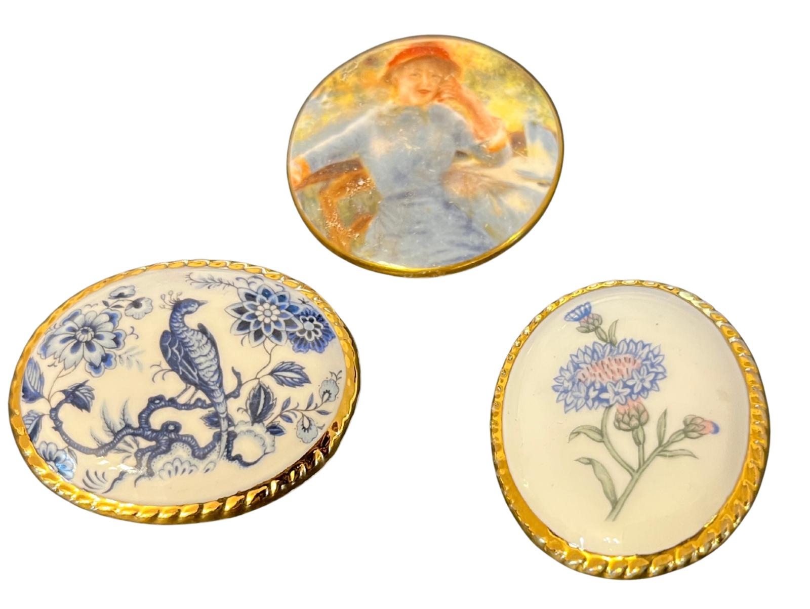 Vintage English Porcelain Brooch Collection Aynsley & Staffordshire 5cmx4cm VGC