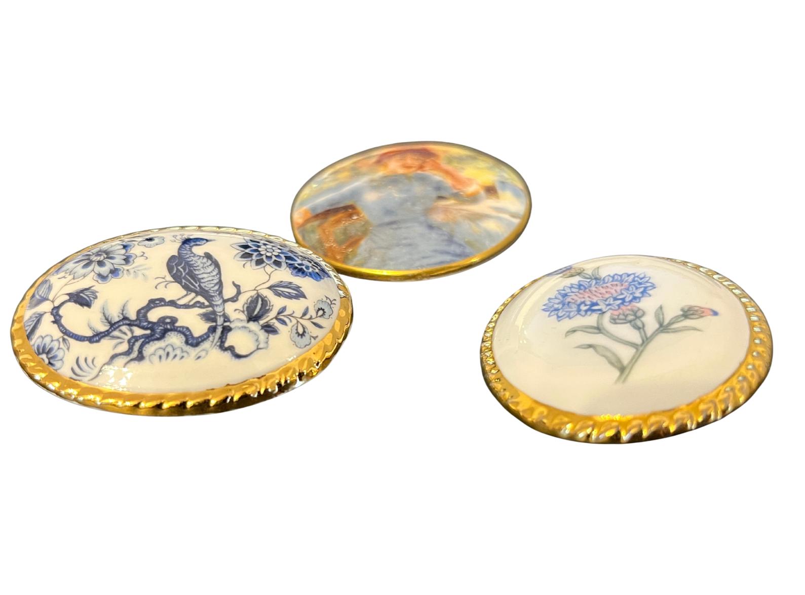 Vintage English Porcelain Brooch Collection Aynsley & Staffordshire 5cmx4cm VGC