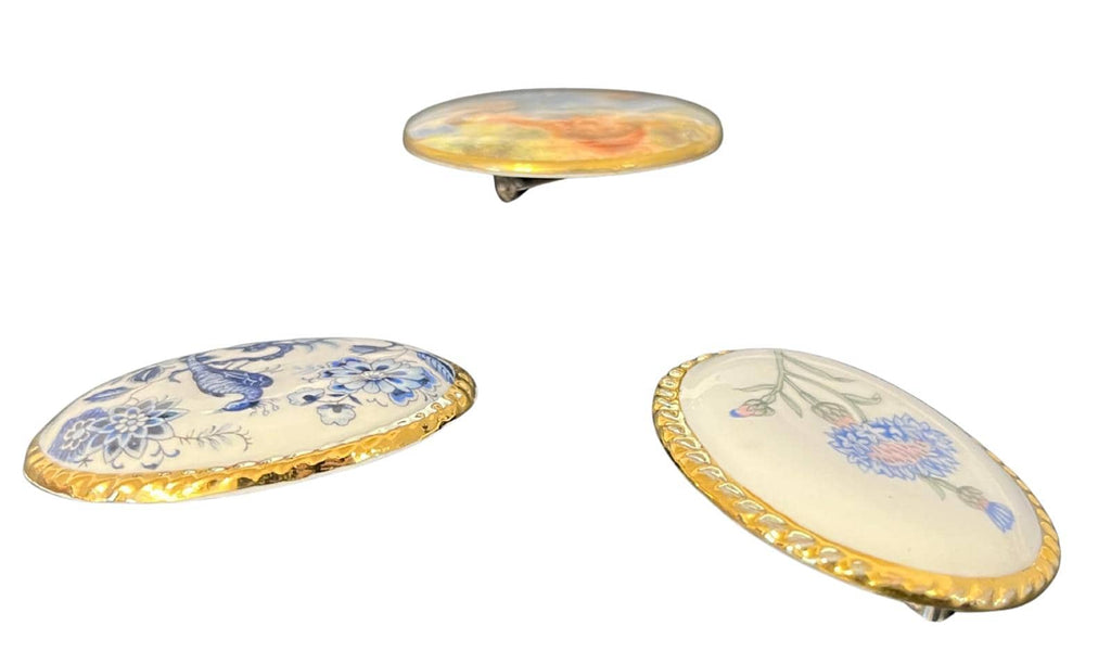 Vintage English Porcelain Brooch Collection Aynsley & Staffordshire 5cmx4cm VGC