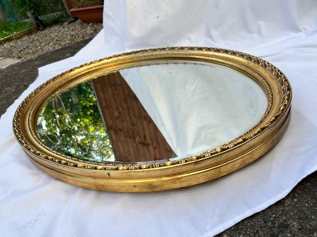 Vintage Morris Mirrors Oval Wall Mirror Gold Gilt Frame Bevelled Glass Mirror