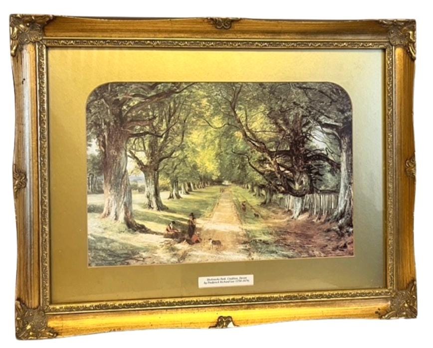Frederick Richard Lee Print Shobrooke Park Crediton Devon Framed Picture 46cm