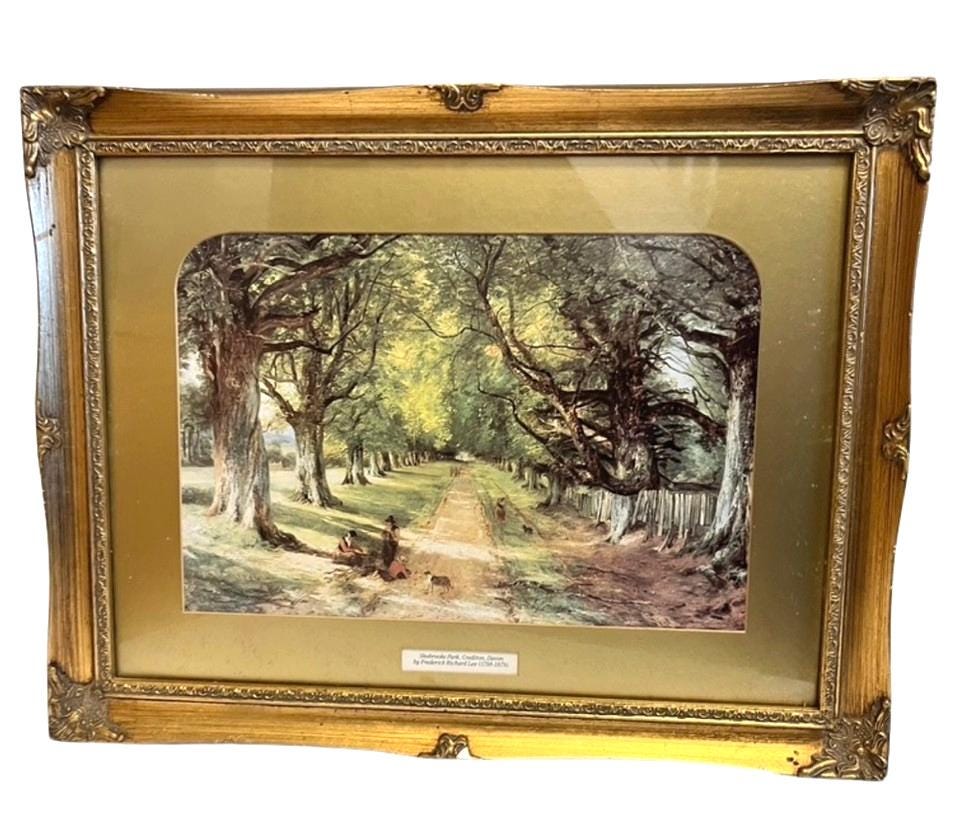 Frederick Richard Lee Print Shobrooke Park Crediton Devon Framed Picture 46cm