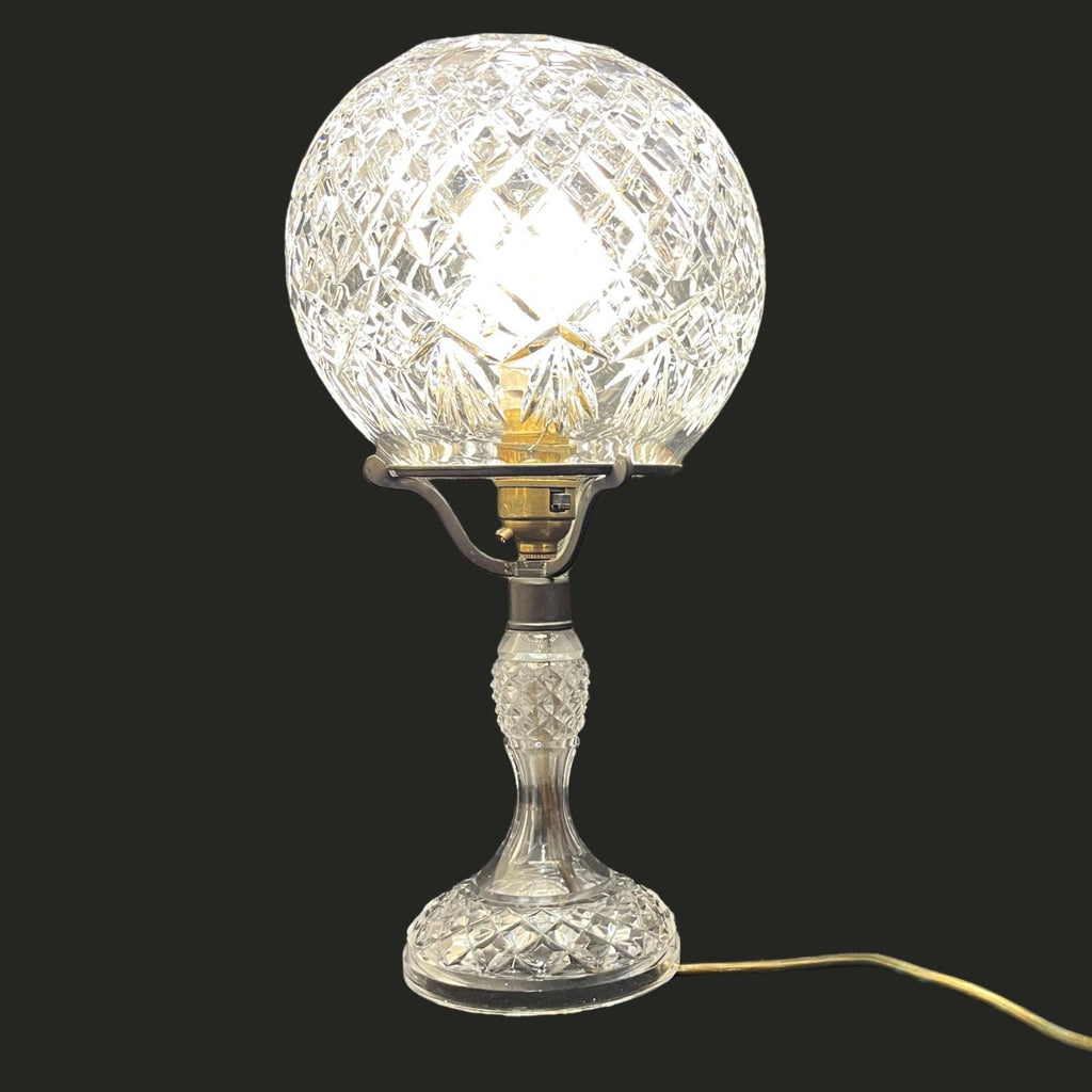 Vintage Cut Crystal Globe Table Lamp | Heavy Lead Crystal Style | 35cm VGC