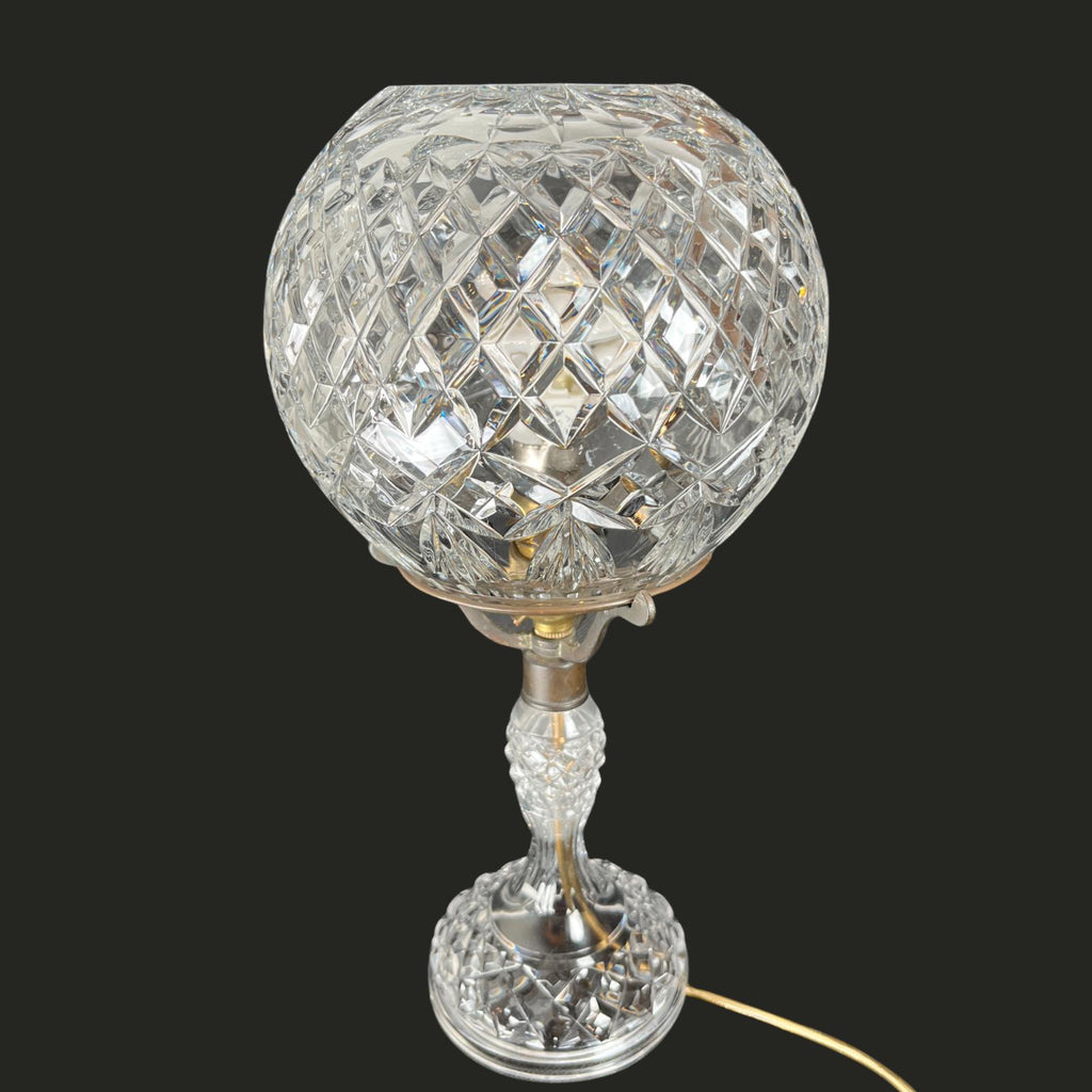 Vintage Cut Crystal Globe Table Lamp | Heavy Lead Crystal Style | 35cm VGC