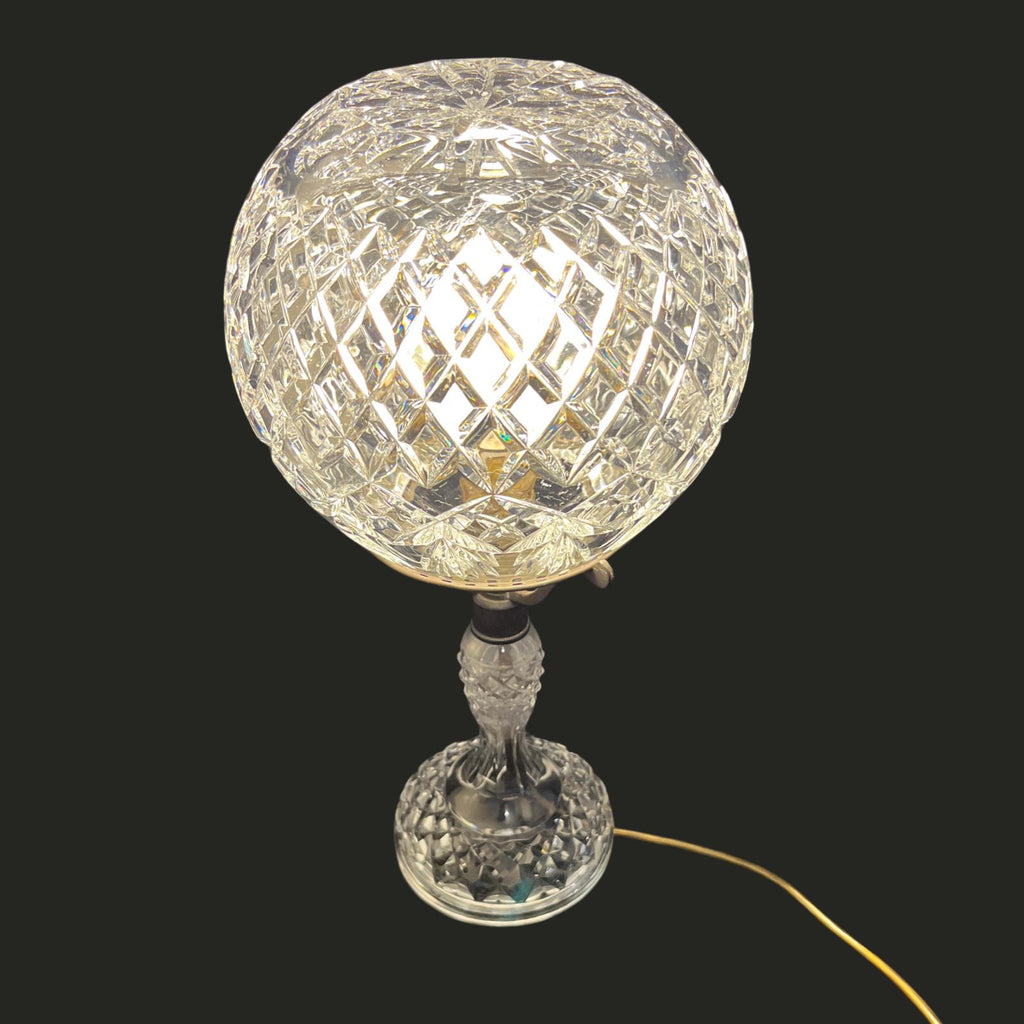 Vintage Cut Crystal Globe Table Lamp | Heavy Lead Crystal Style | 35cm VGC