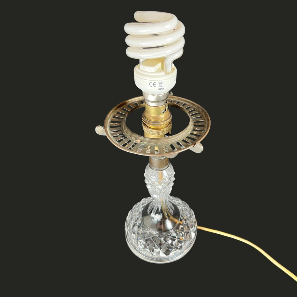 Vintage Cut Crystal Globe Table Lamp | Heavy Lead Crystal Style | 35cm VGC