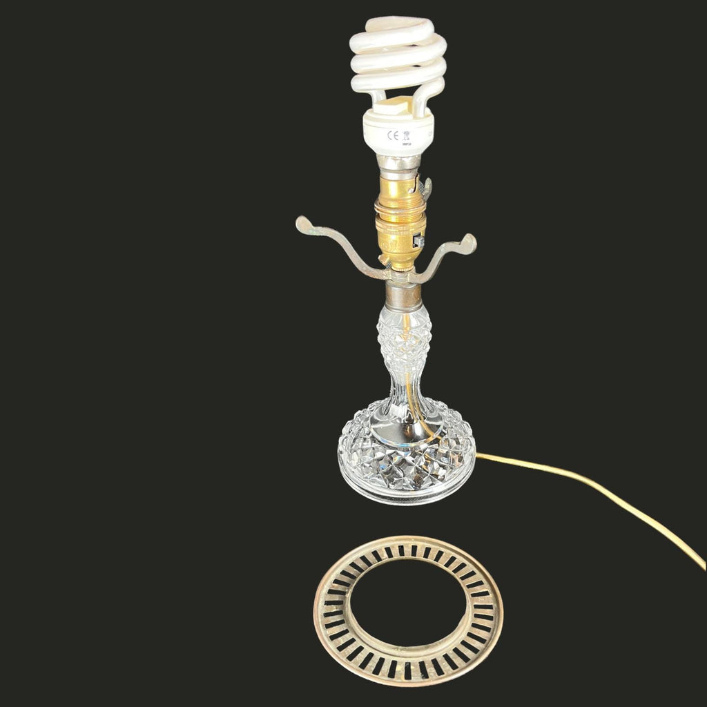 Vintage Cut Crystal Globe Table Lamp | Heavy Lead Crystal Style | 35cm VGC