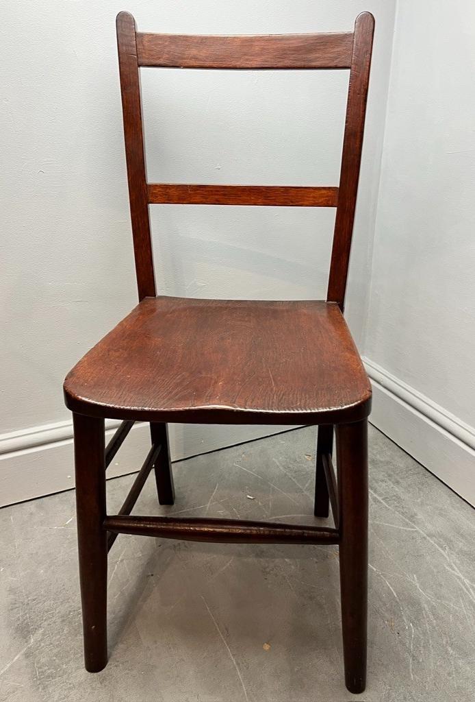 Vintage Solid Wood Ladder Back Dining Chair – Rustic Farmhouse Kitchen Seating