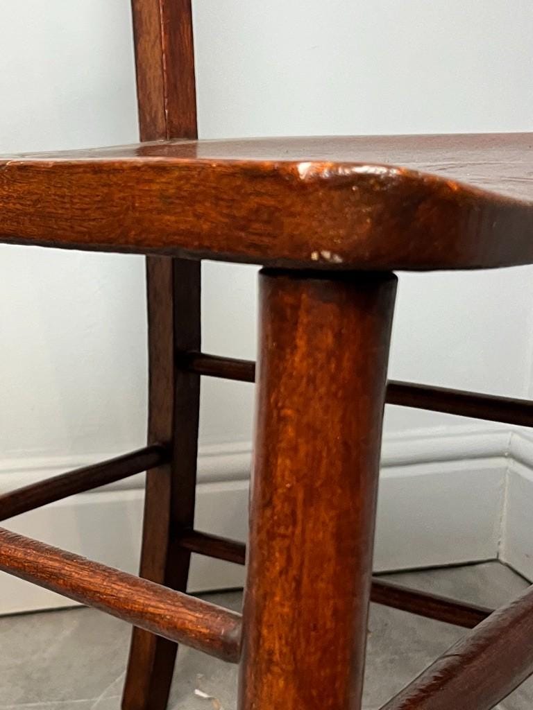 Vintage Solid Wood Ladder Back Dining Chair – Rustic Farmhouse Kitchen Seating
