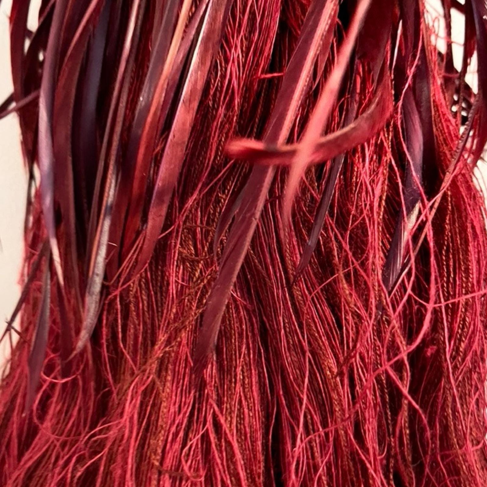 Vintage Feather Curtain Tie Backs Pair Burgundy Red Tassel Rope Tiebacks Regency