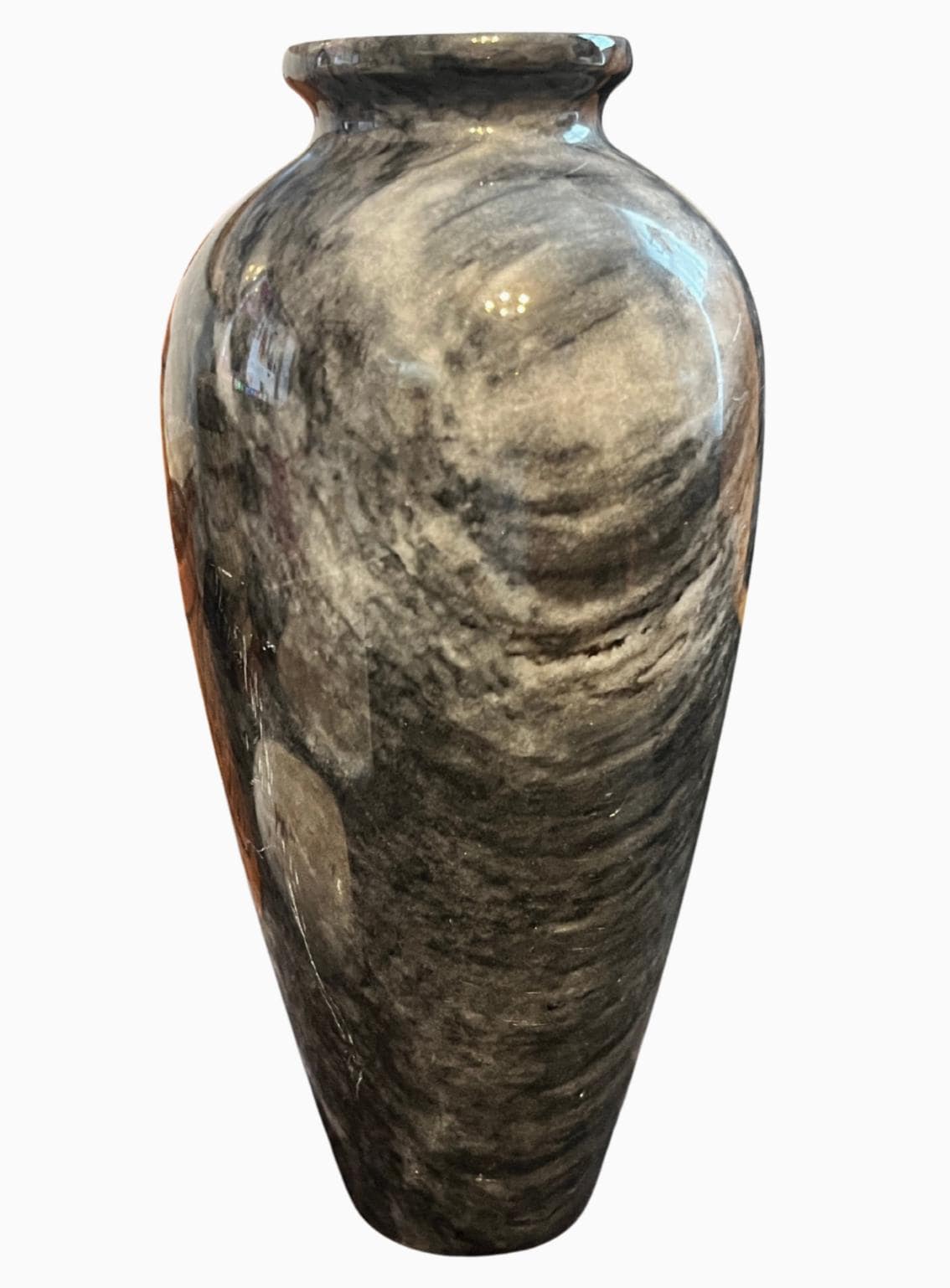 Vintage Marble Effect Stone Vase 19cm Grey Black Swirl Decorative Bud Vase