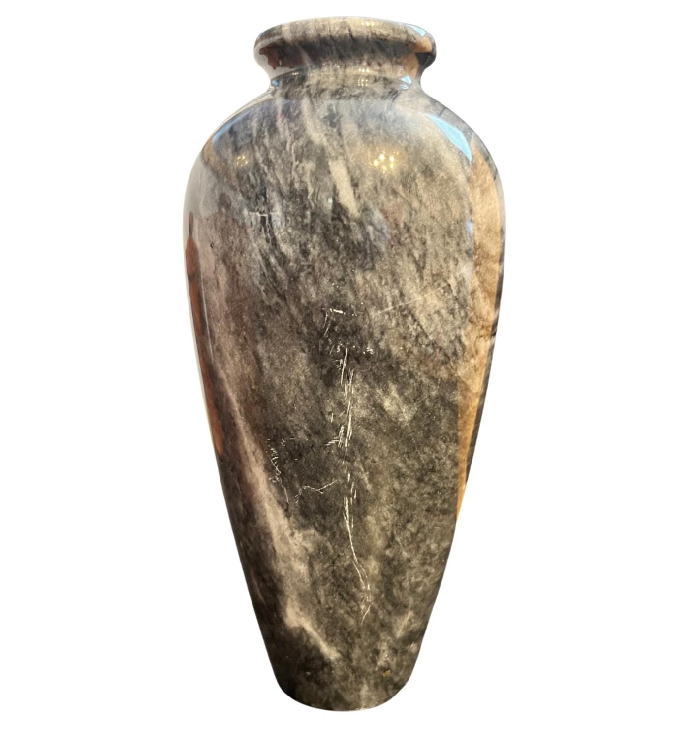 Vintage Marble Effect Stone Vase 19cm Grey Black Swirl Decorative Bud Vase