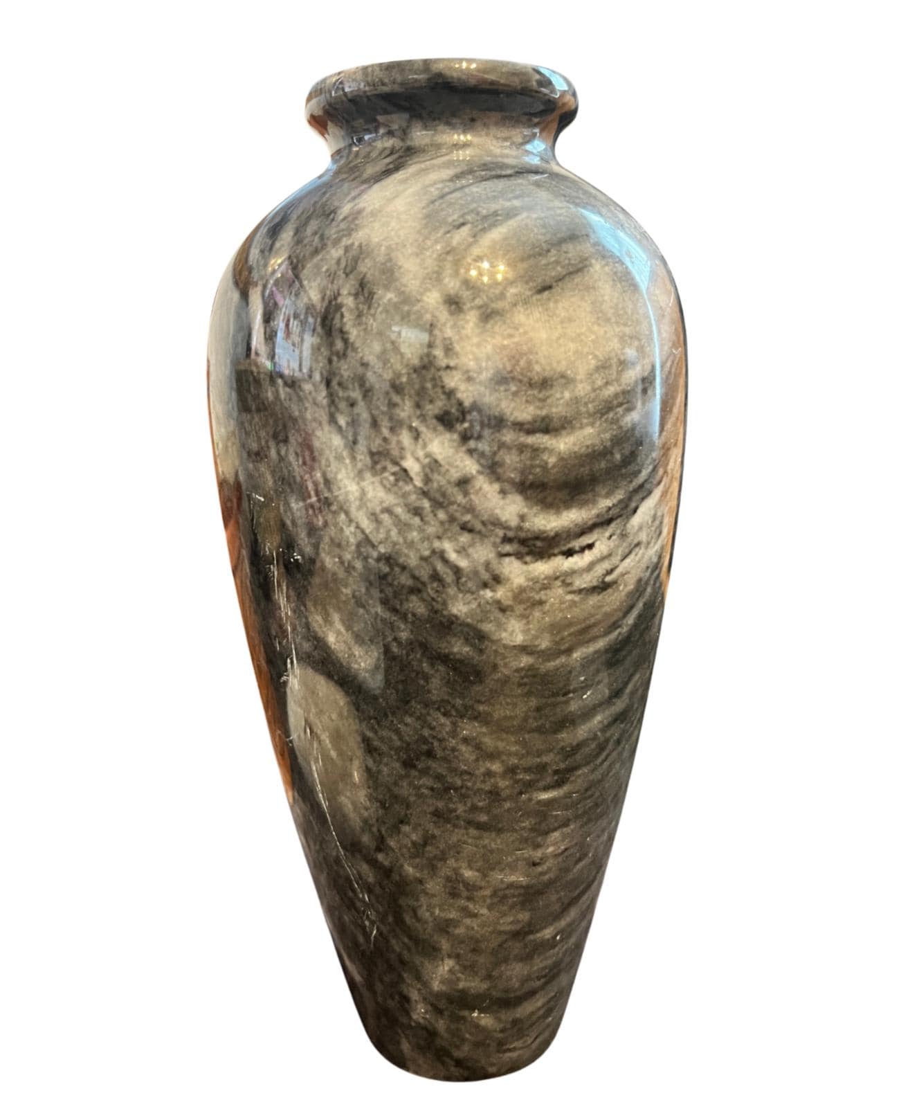 Vintage Marble Effect Stone Vase 19cm Grey Black Swirl Decorative Bud Vase