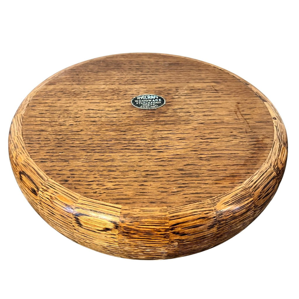 Vintage English Oak Wood Bowl | Handmade Rustic Farmhouse Centrepiece | Ryecraft Woodware