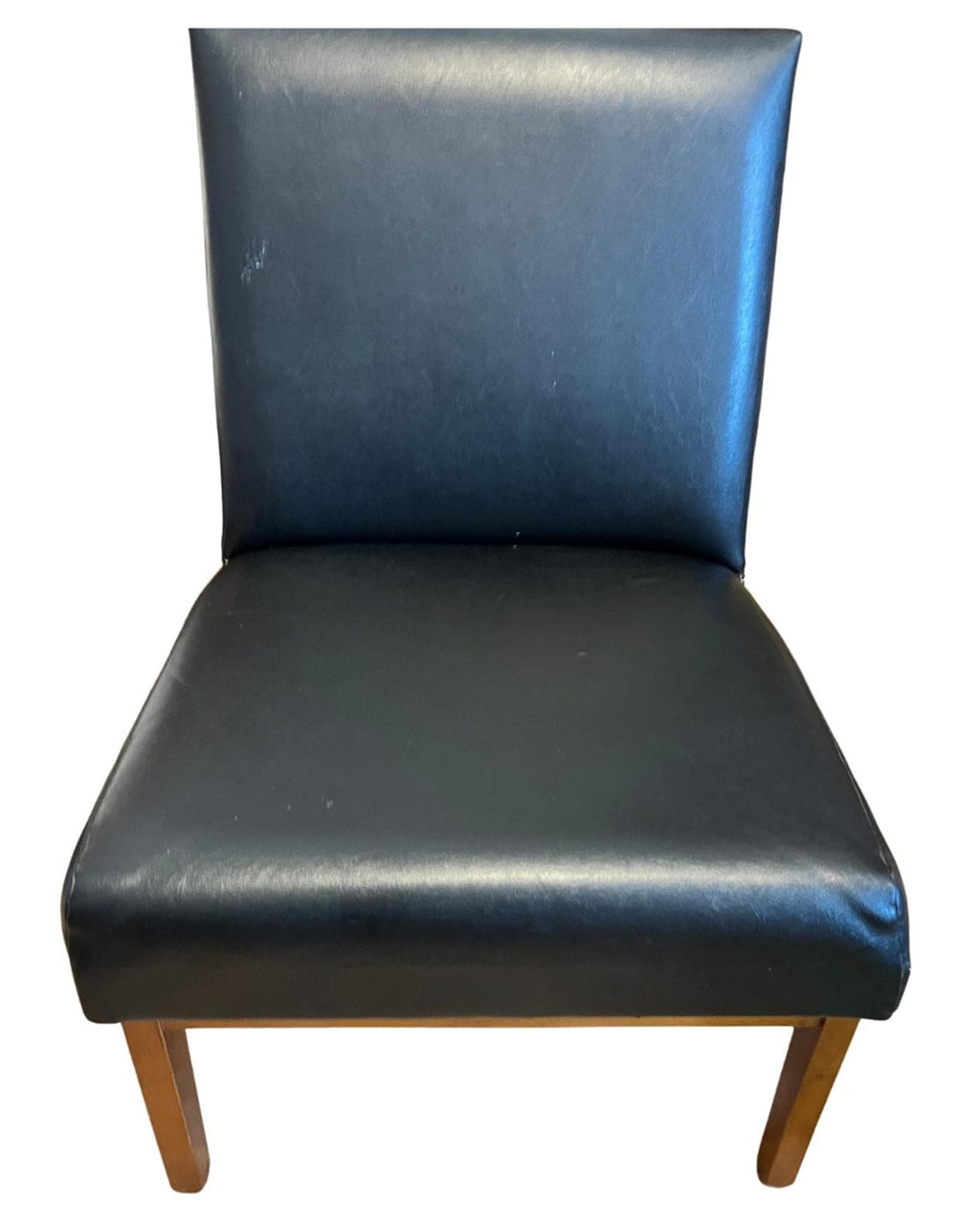 Vintage Mid Century Slipper Chair Black Vinyl Faux Leather Bedroom Lounge Accent Chair