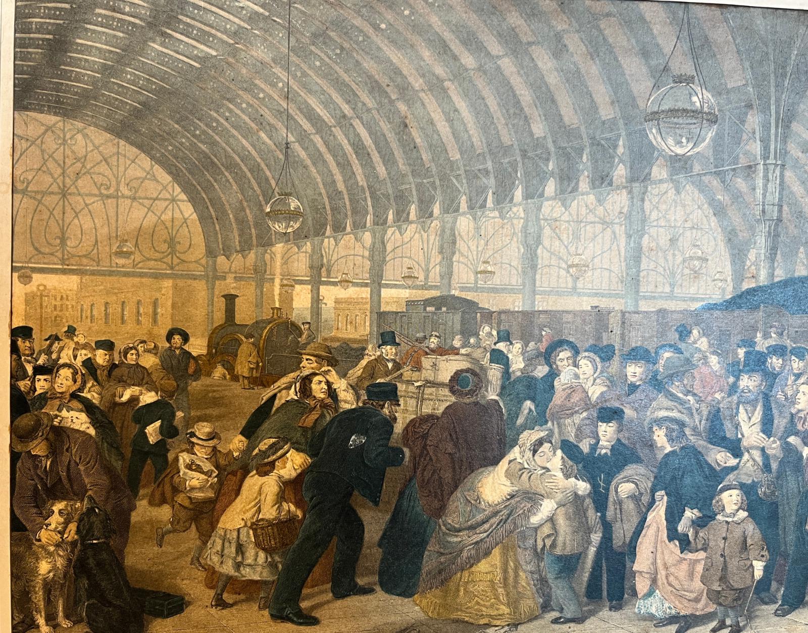 Vintage 1965 The Railway Station Print W.P. Frith Framed Railway Interest
