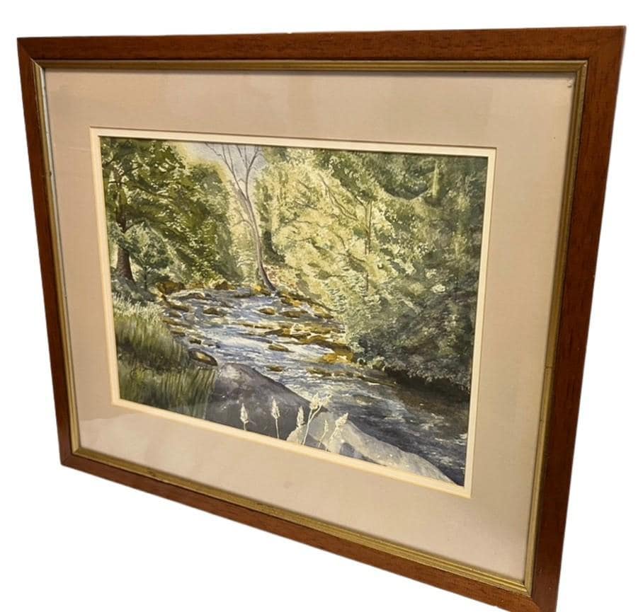 Fred Burningham Lakeland Stream Watercolour Painting Signed Framed Artwork