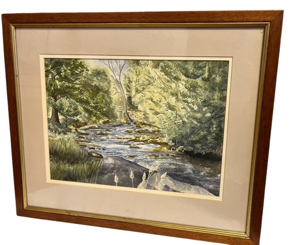 Fred Burningham Lakeland Stream Watercolour Painting Signed Framed Artwork
