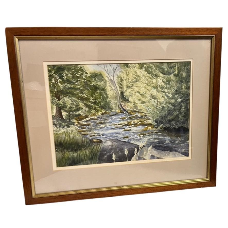 Fred Burningham Lakeland Stream Watercolour Painting Signed Framed Artwork