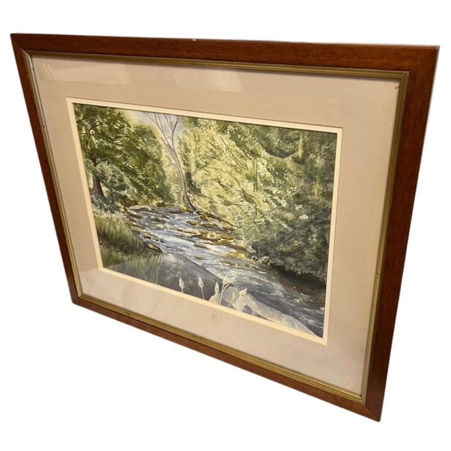 Fred Burningham Lakeland Stream Watercolour Painting Signed Framed Artwork