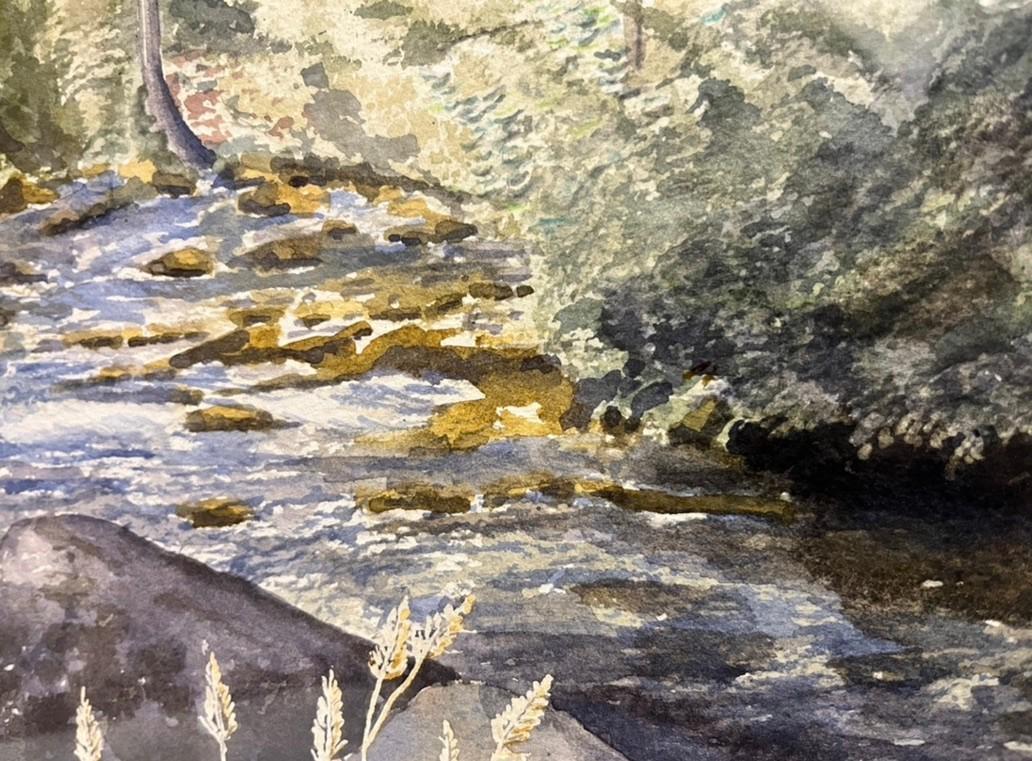 Fred Burningham Lakeland Stream Watercolour Painting Signed Framed Artwork