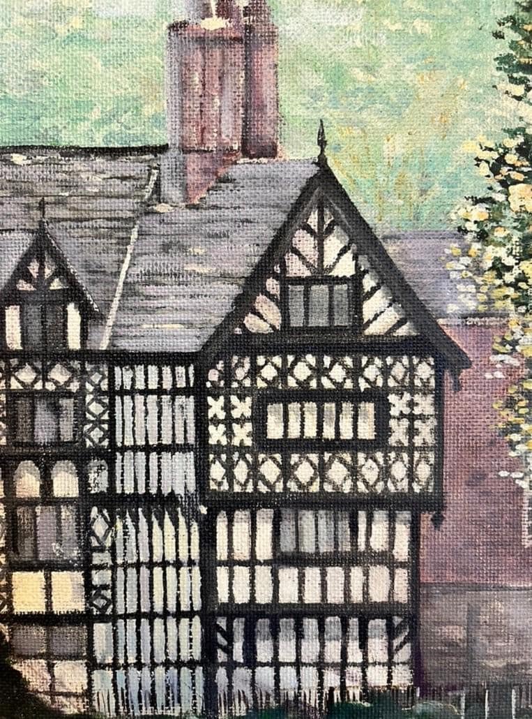 Ian Locke Original Oil Painting Tudor House Riverside Scene Signed Dated 1964