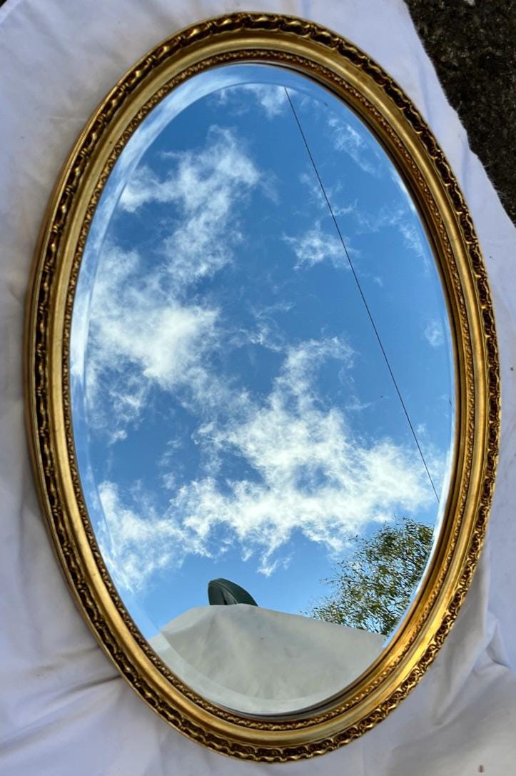 Vintage Morris Mirrors Oval Wall Mirror Gold Gilt Frame Bevelled Glass Mirror