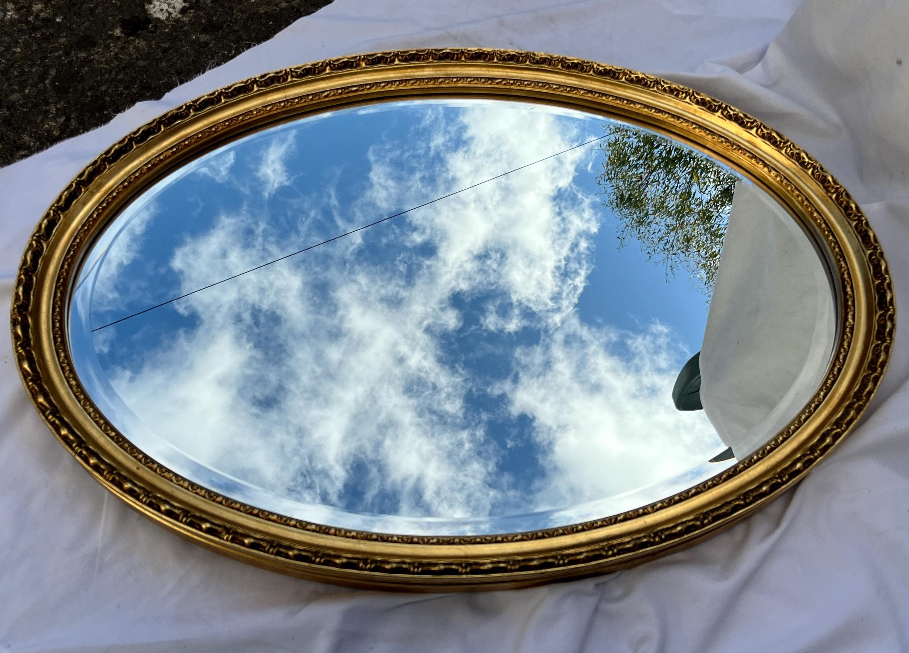 Vintage Morris Mirrors Oval Wall Mirror Gold Gilt Frame Bevelled Glass Mirror